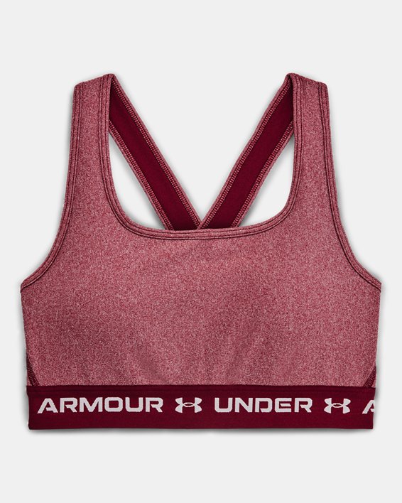 Women's Armour® Mid Crossback Heather Sports Bra, Red, pdpMainDesktop image number 8